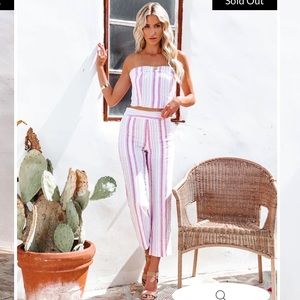 NWT Vici SUZIE COTTON LINEN STRIPED TUBE TOP